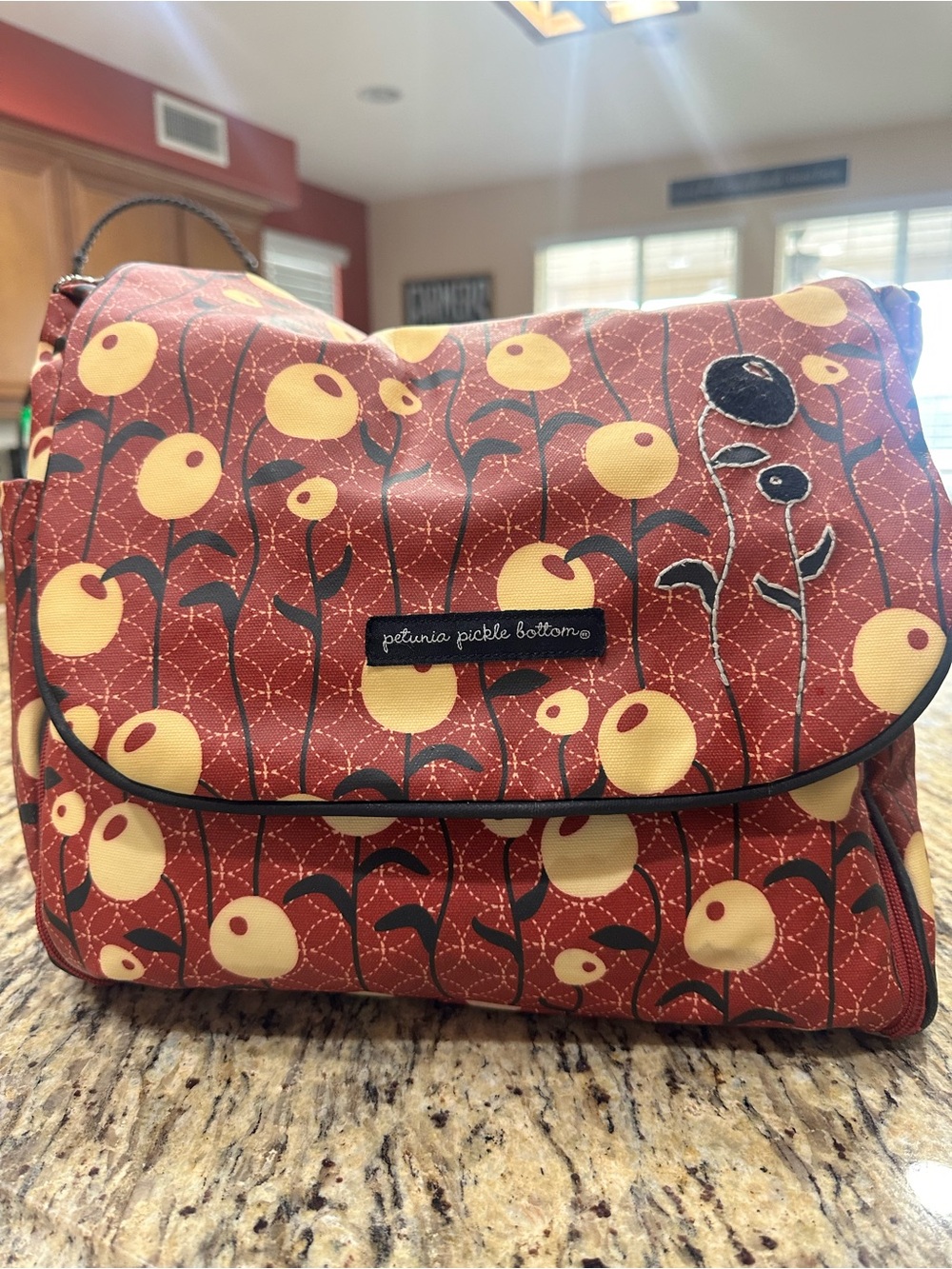 Petunia Pickle Bottom Red Floral Diaper Bag